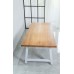 Rustic Solid Wood Industrial Dining Table / Desk / Meeting Table - Chunky Timber / White Steel Legs (A-Frame Legs) - 1.5m (150cm) / 1.8m (180cm) / 2m(200cm) c/w White A-FrameLegs x 2 4-8 Persons - SQUARE EDGE